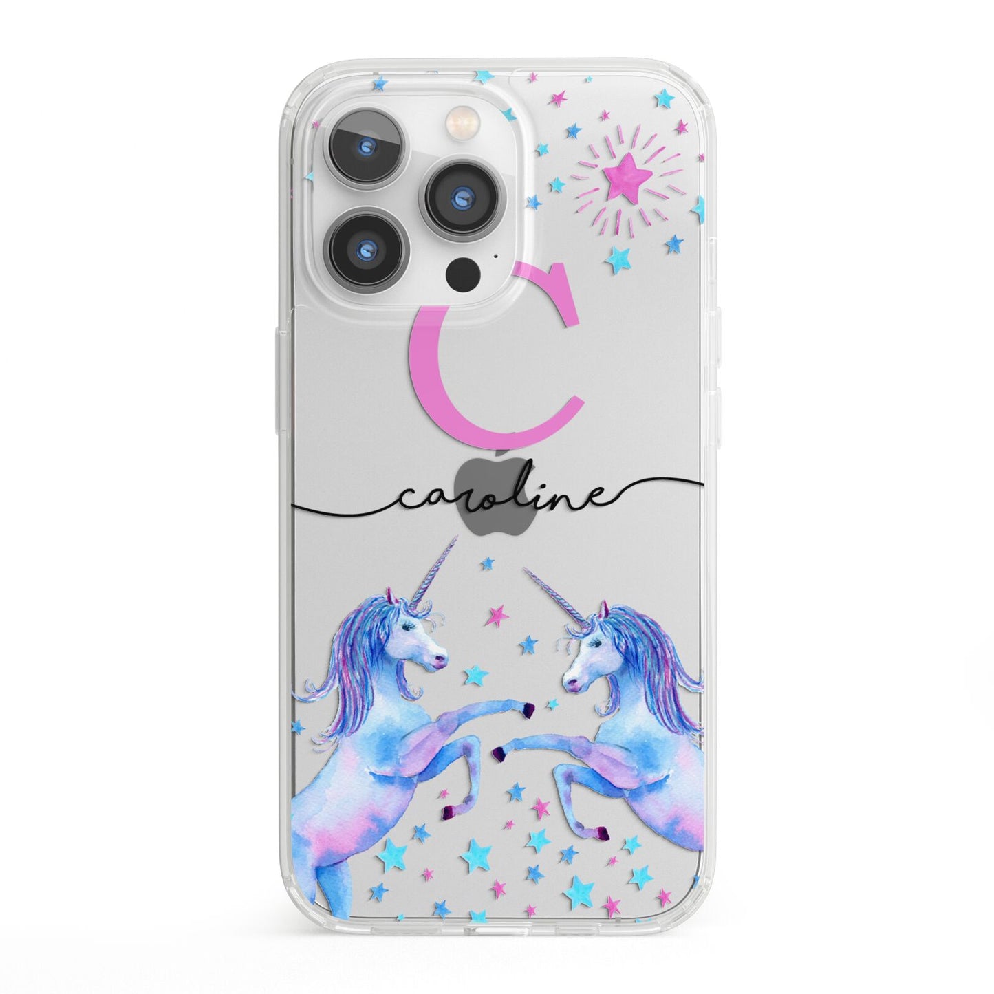 Personalised Unicorn iPhone 13 Pro Clear Bumper Case