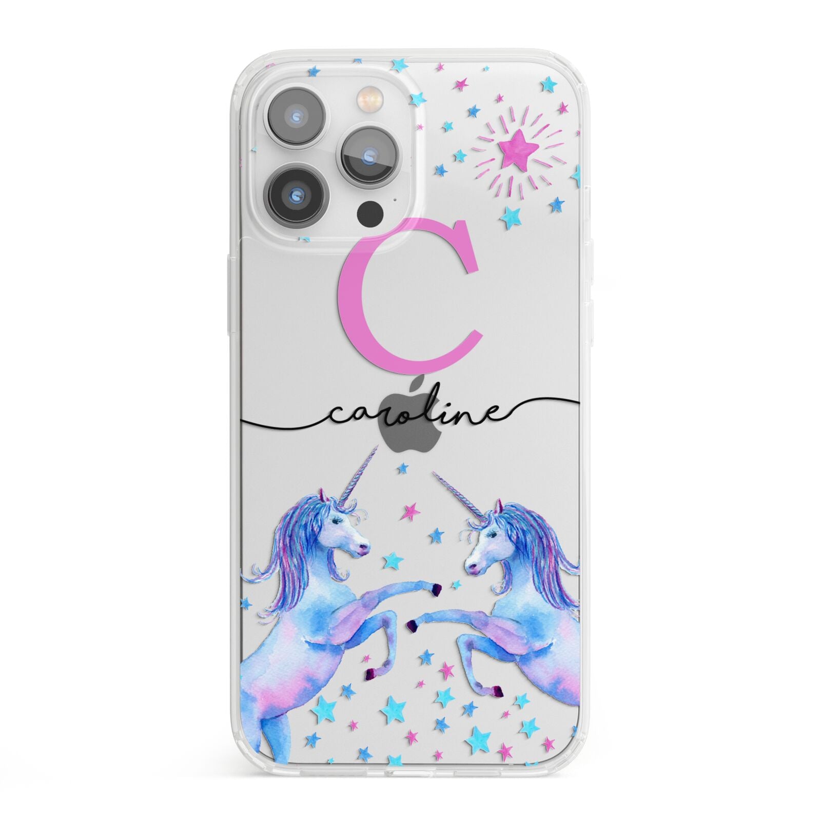 Personalised Unicorn iPhone 13 Pro Max Clear Bumper Case
