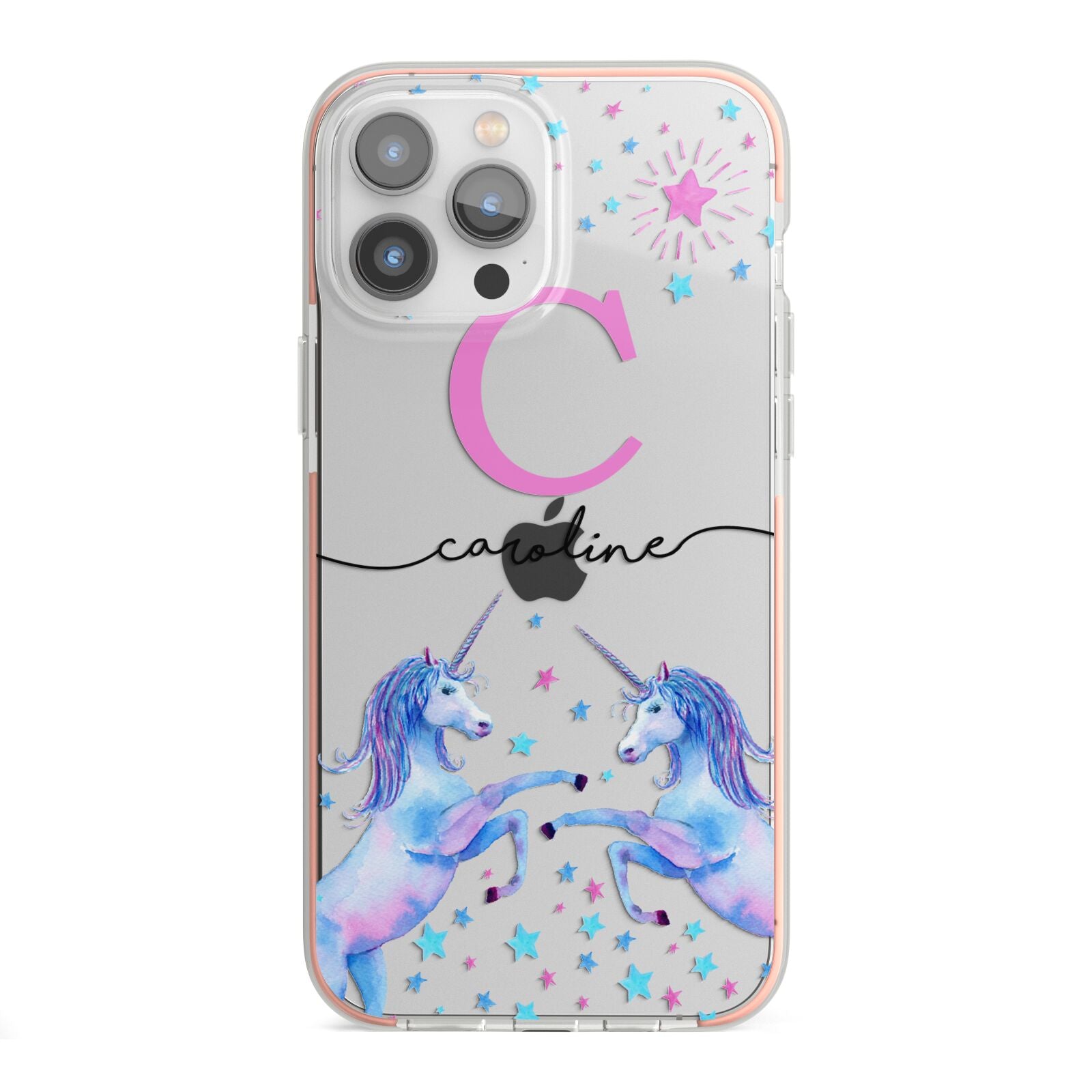 Personalised Unicorn iPhone 13 Pro Max TPU Impact Case with Pink Edges
