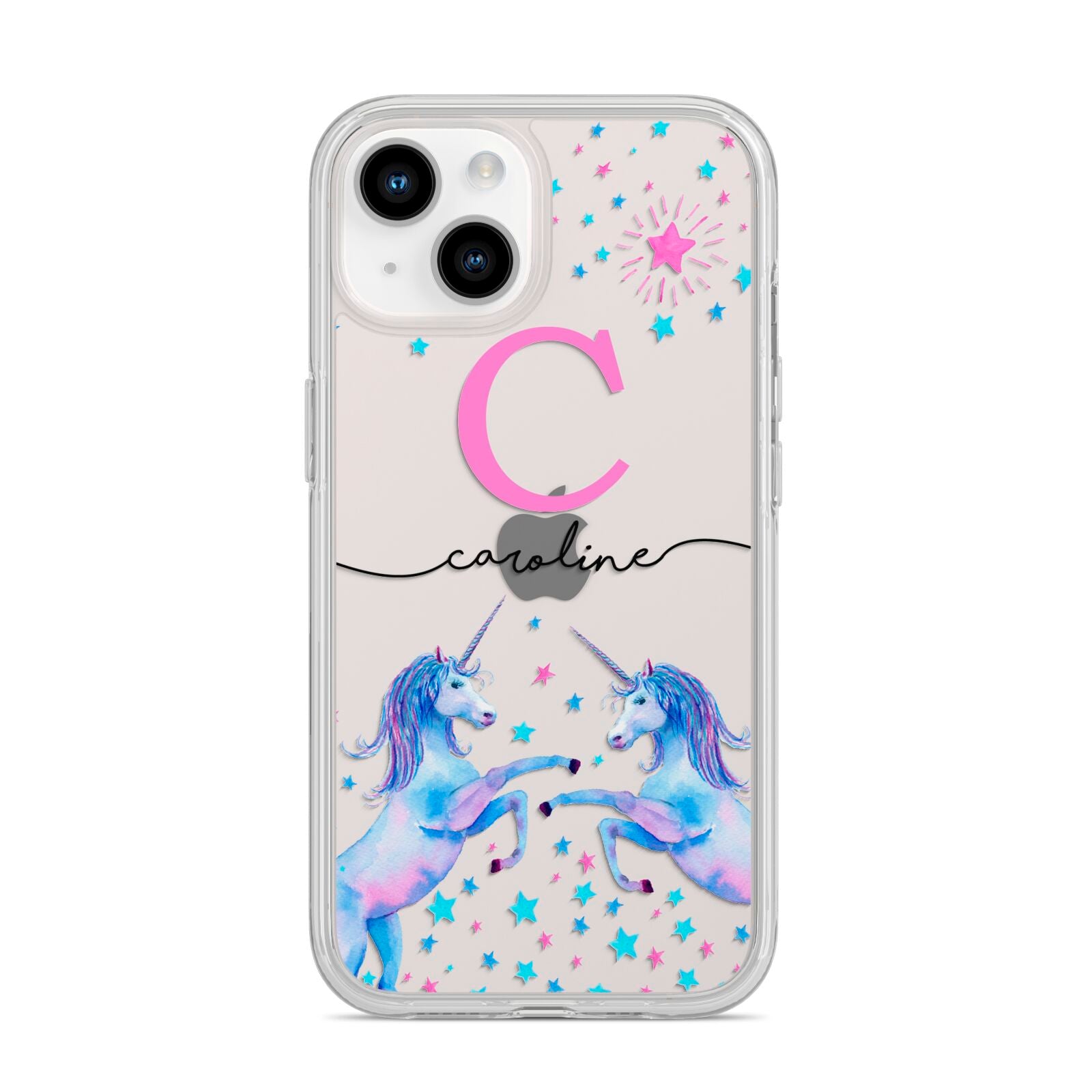 Personalised Unicorn iPhone 14 Clear Tough Case Starlight