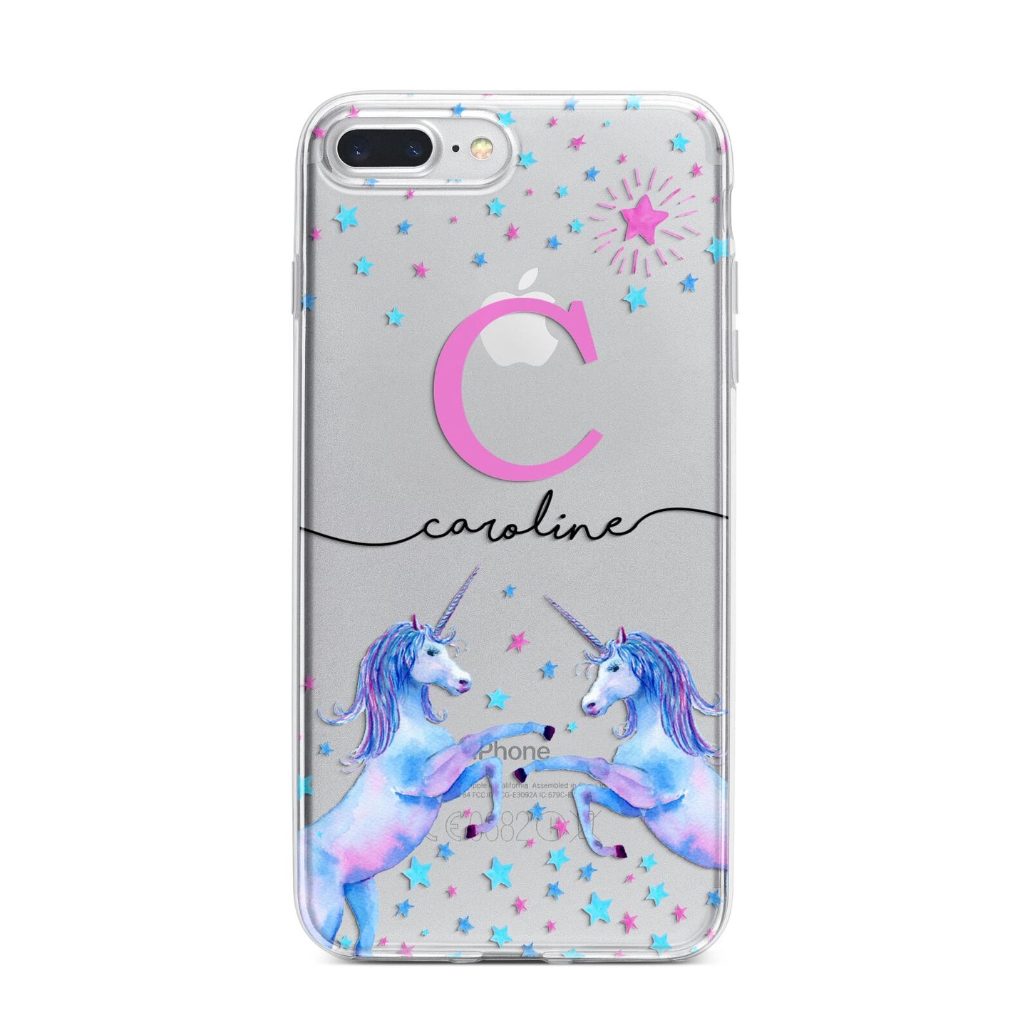 Personalised Unicorn iPhone 7 Plus Bumper Case on Silver iPhone