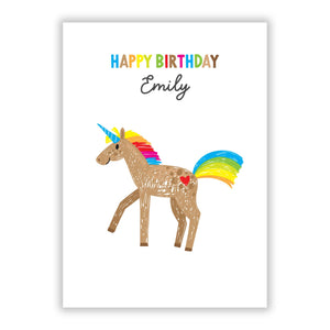 Personalised Unicorn with Name Greetings Card