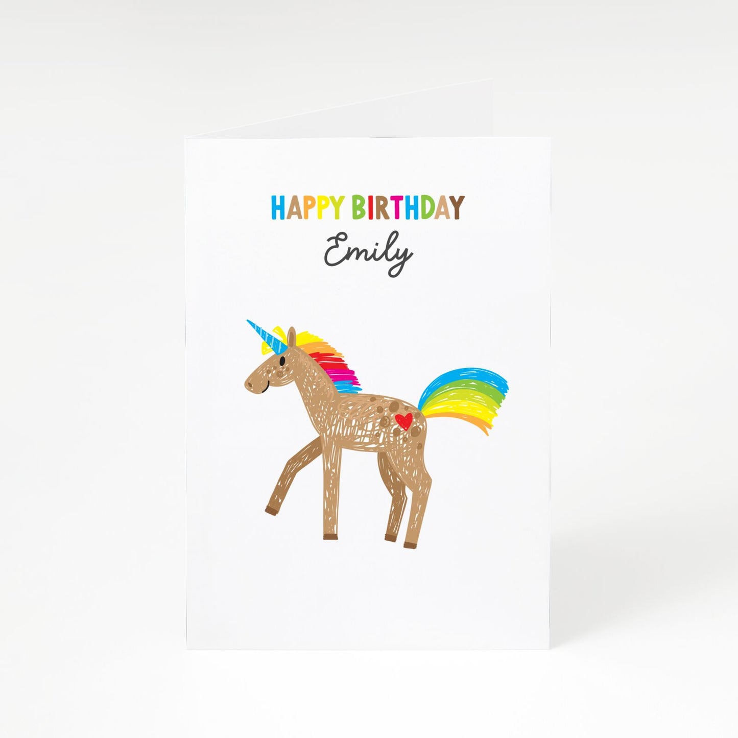 Personalised Unicorn with Name A5 Greetings Card