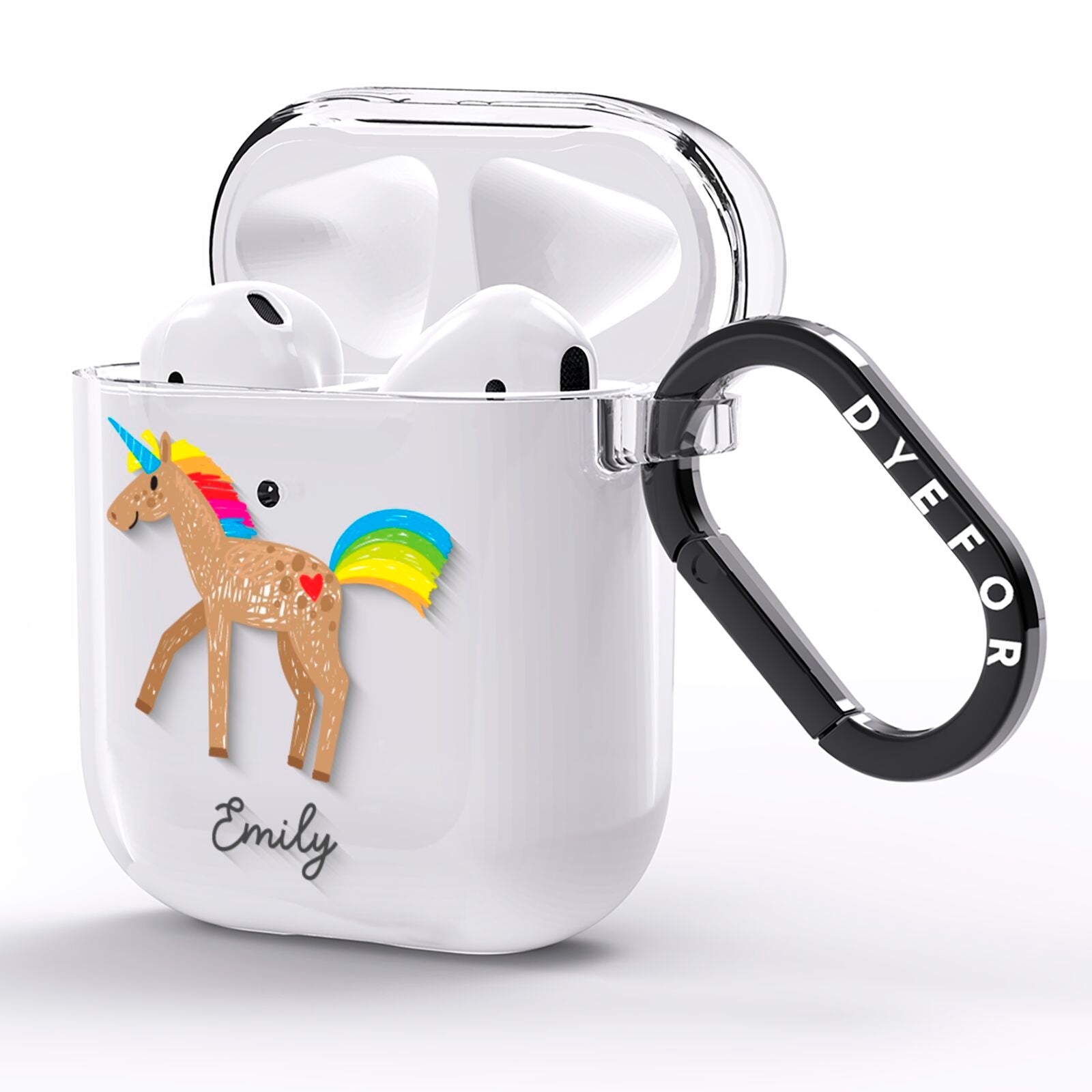 Personalised Unicorn with Name AirPods Clear Case Side Image