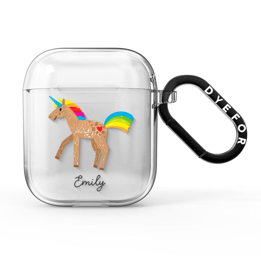 Personalised Unicorn with Name AirPods Clear Case