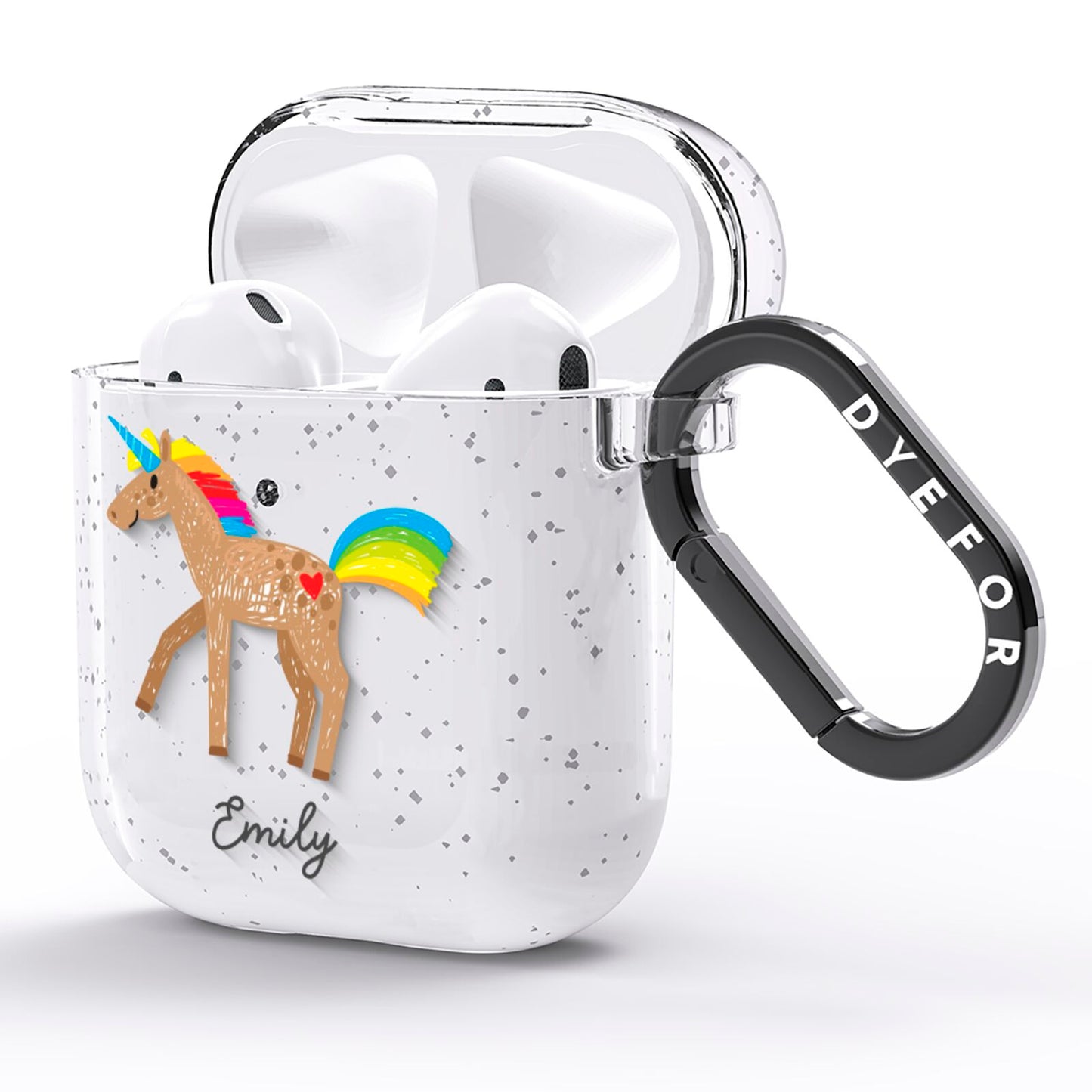 Personalised Unicorn with Name AirPods Glitter Case Side Image