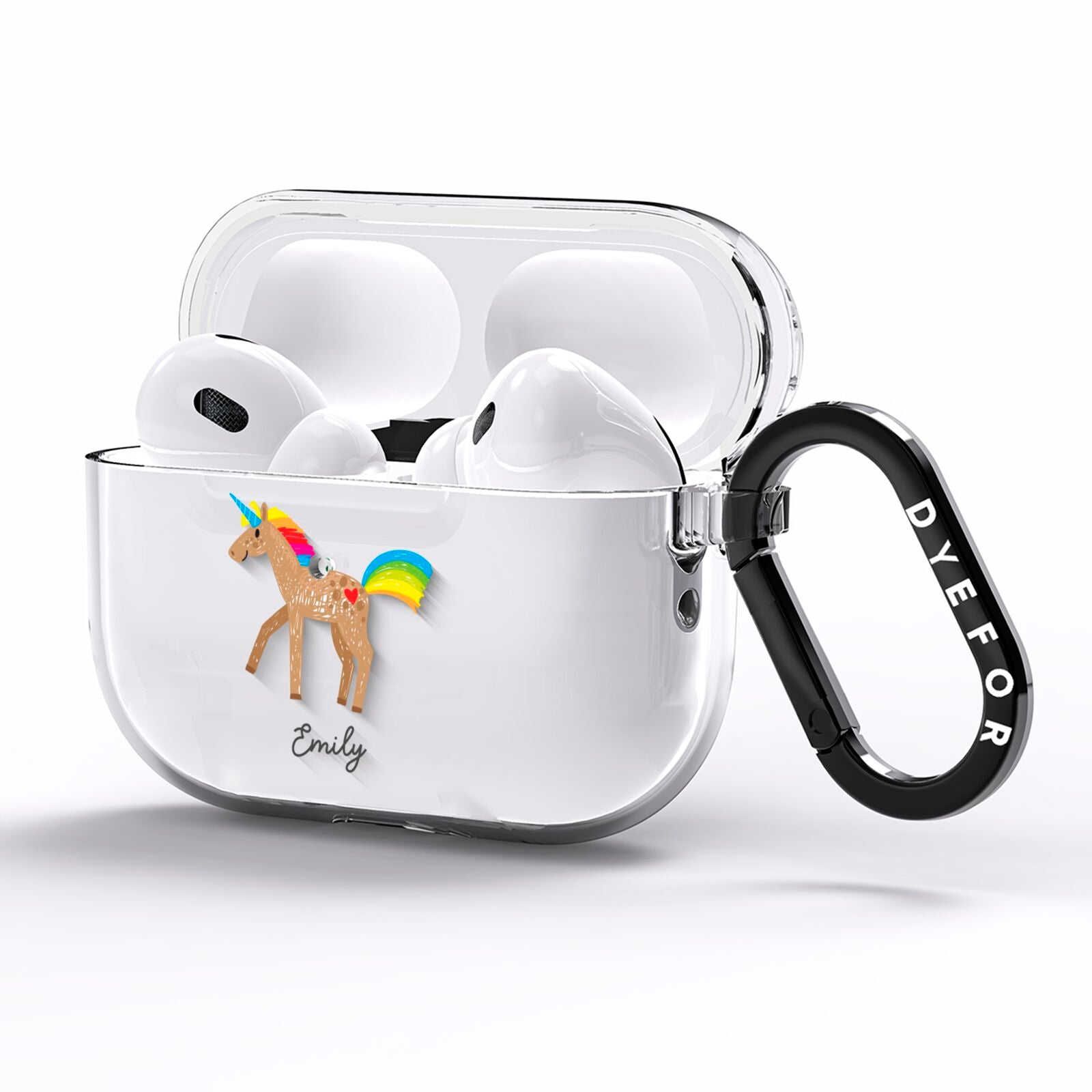 Personalised Unicorn with Name AirPods Pro Clear Case Side Image