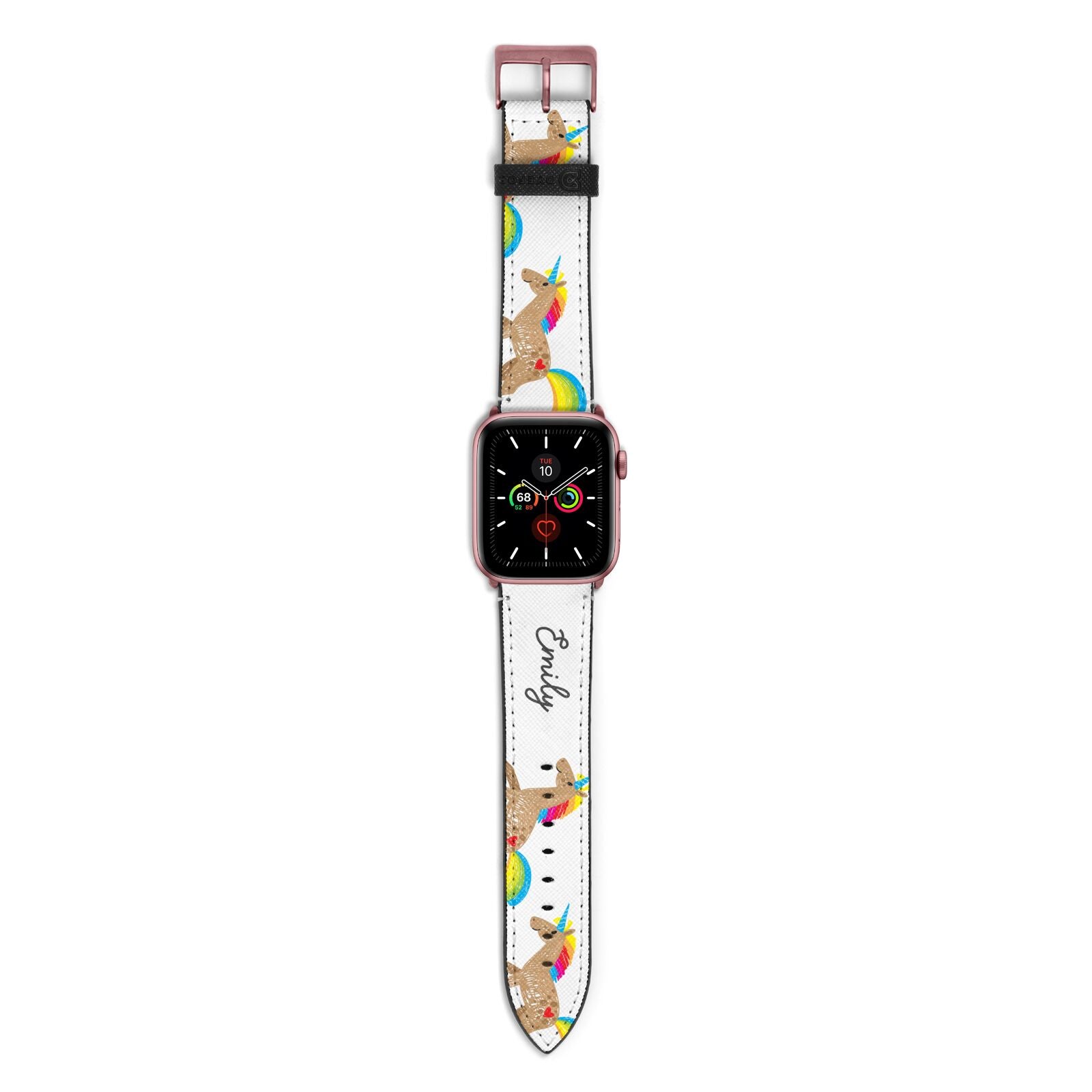 Personalised Unicorn with Name Apple Watch Strap with Rose Gold Hardware