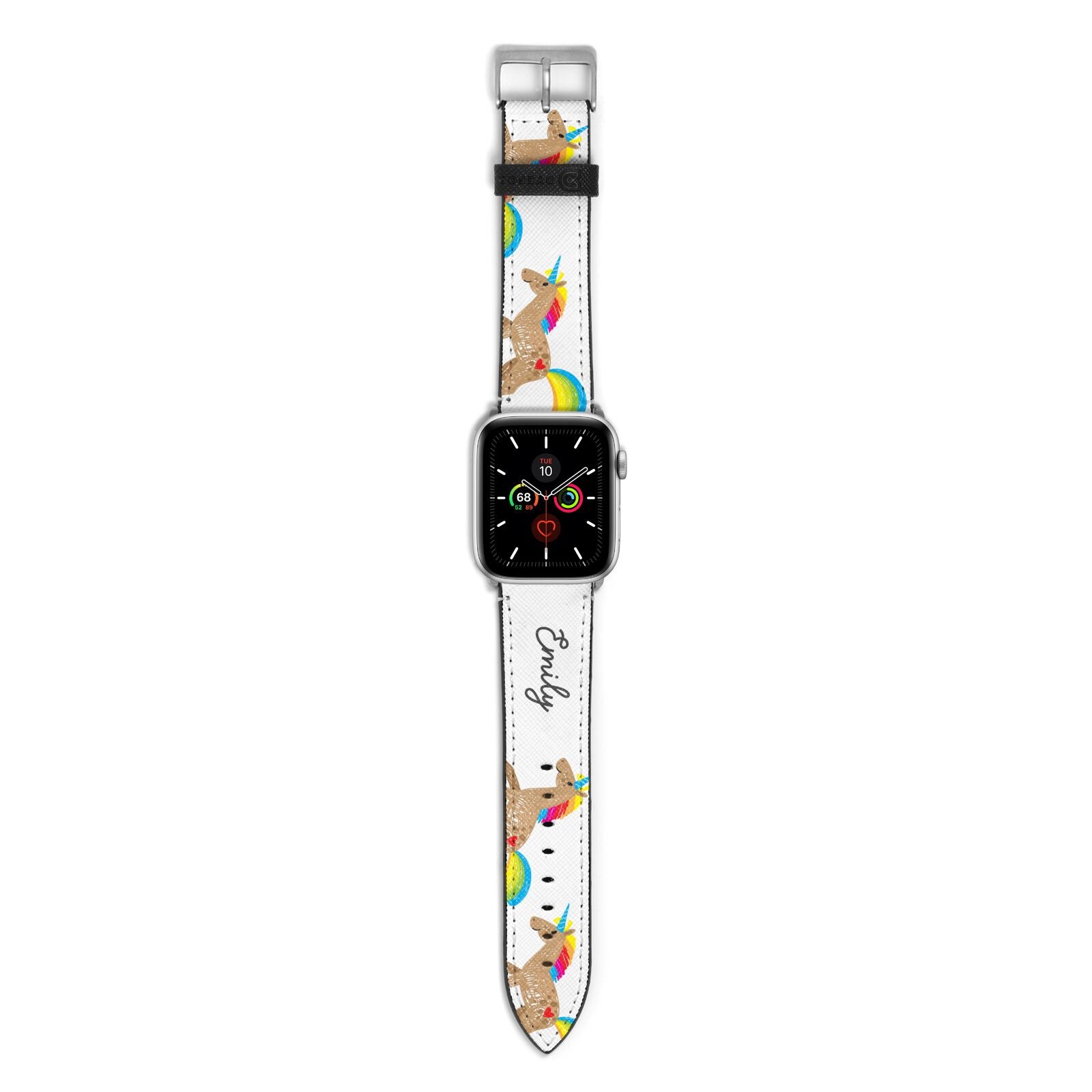 Personalised Unicorn with Name Apple Watch Strap with Silver Hardware