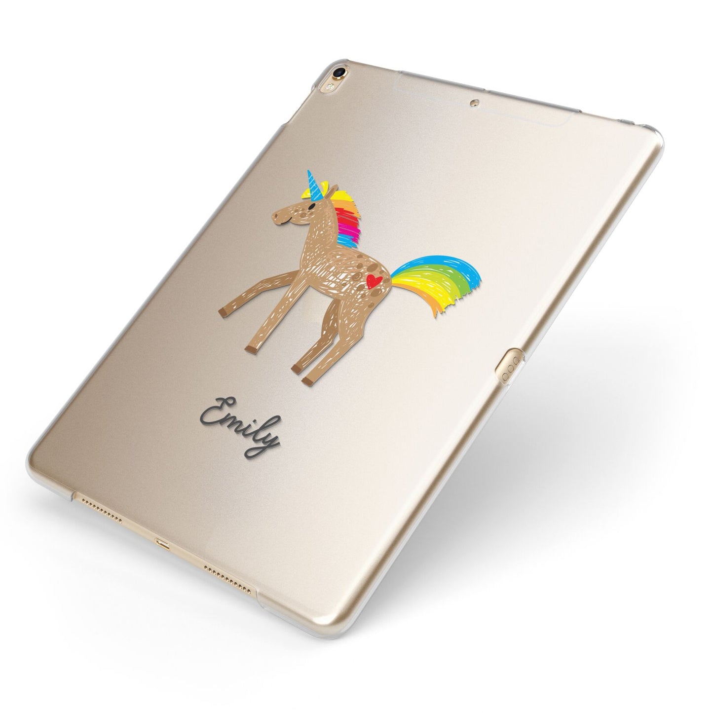 Personalised Unicorn with Name Apple iPad Case on Gold iPad Side View