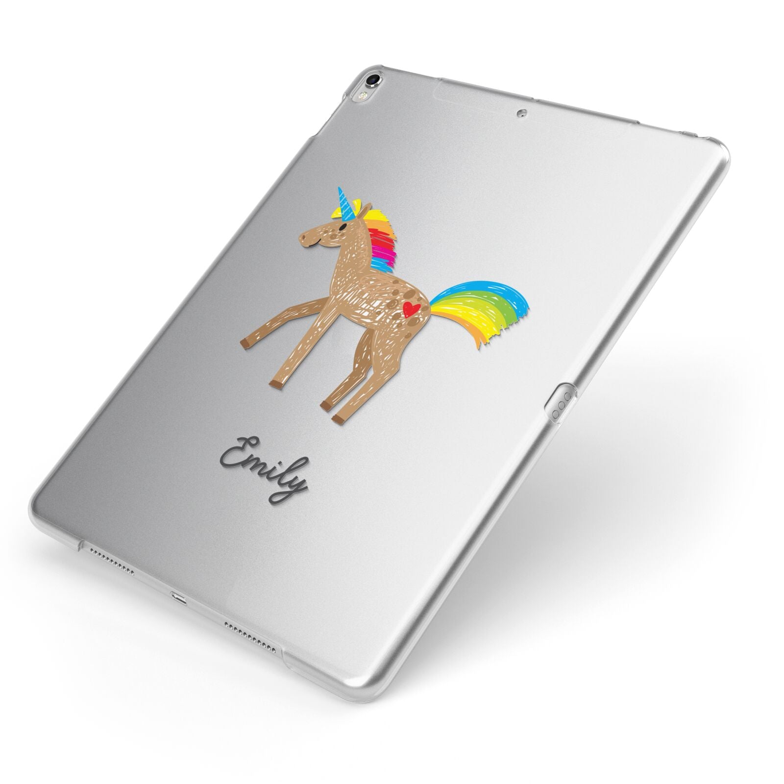 Personalised Unicorn with Name Apple iPad Case on Silver iPad Side View