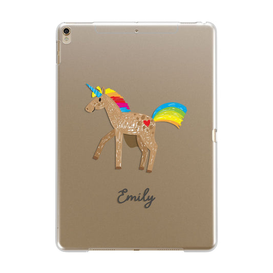 Personalised Unicorn with Name Apple iPad Gold Case