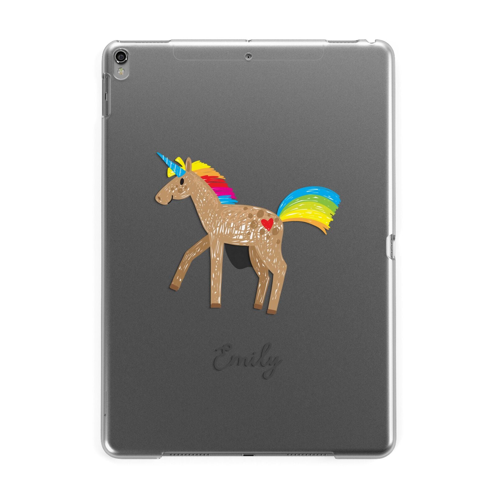 Personalised Unicorn with Name Apple iPad Grey Case