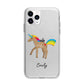 Personalised Unicorn with Name Apple iPhone 11 Pro Max in Silver with Bumper Case
