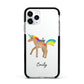 Personalised Unicorn with Name Apple iPhone 11 Pro in Silver with Black Impact Case