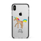 Personalised Unicorn with Name Apple iPhone Xs Max Impact Case Black Edge on Silver Phone