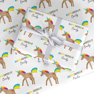 Personalised Unicorn with Name Wrapping Paper