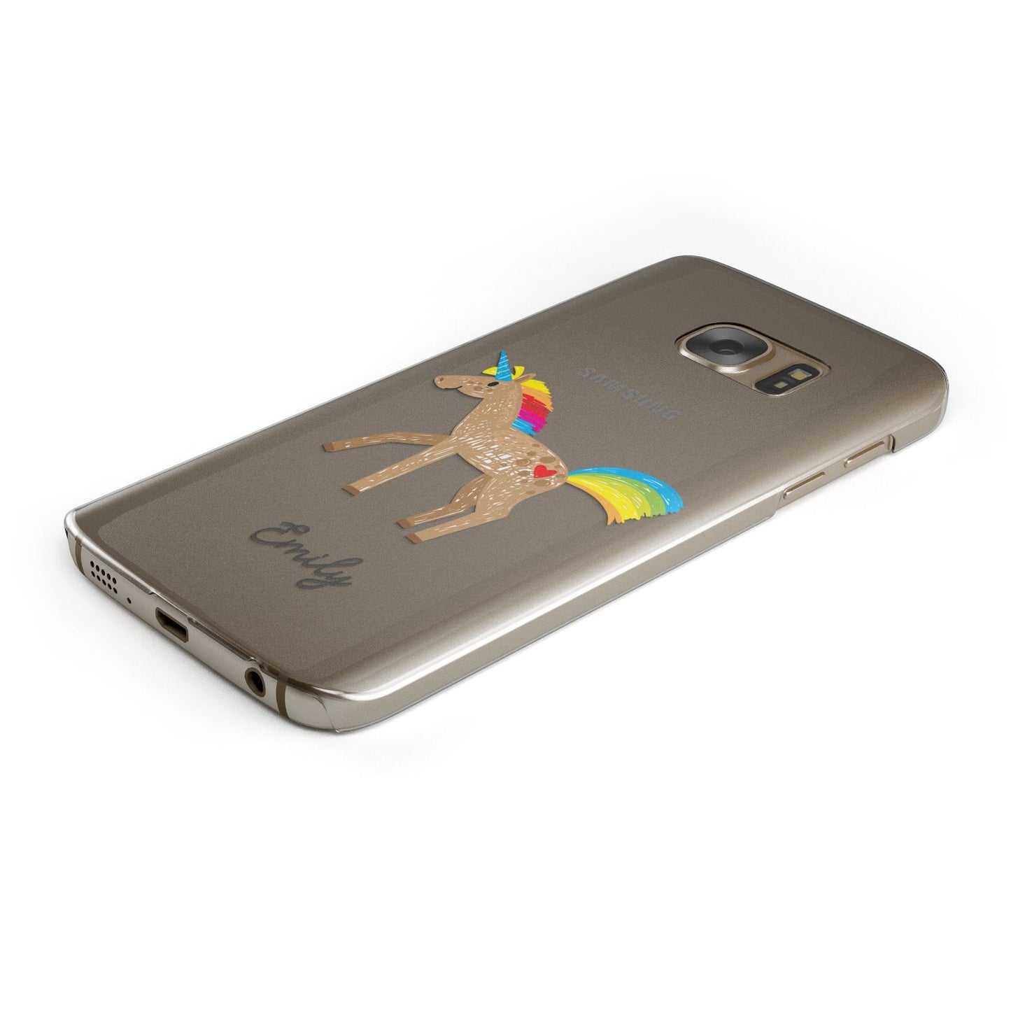 Personalised Unicorn with Name Protective Samsung Galaxy Case Angled Image