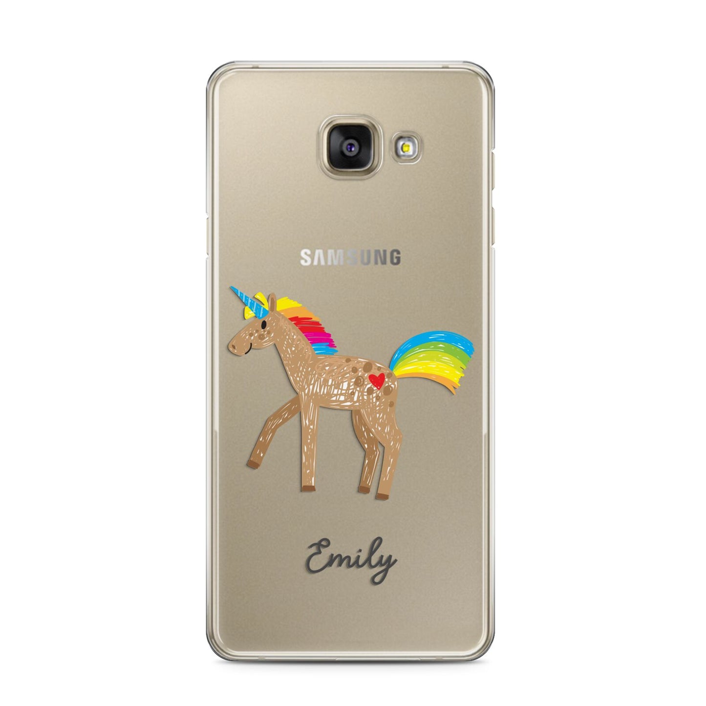 Personalised Unicorn with Name Samsung Galaxy A3 2016 Case on gold phone