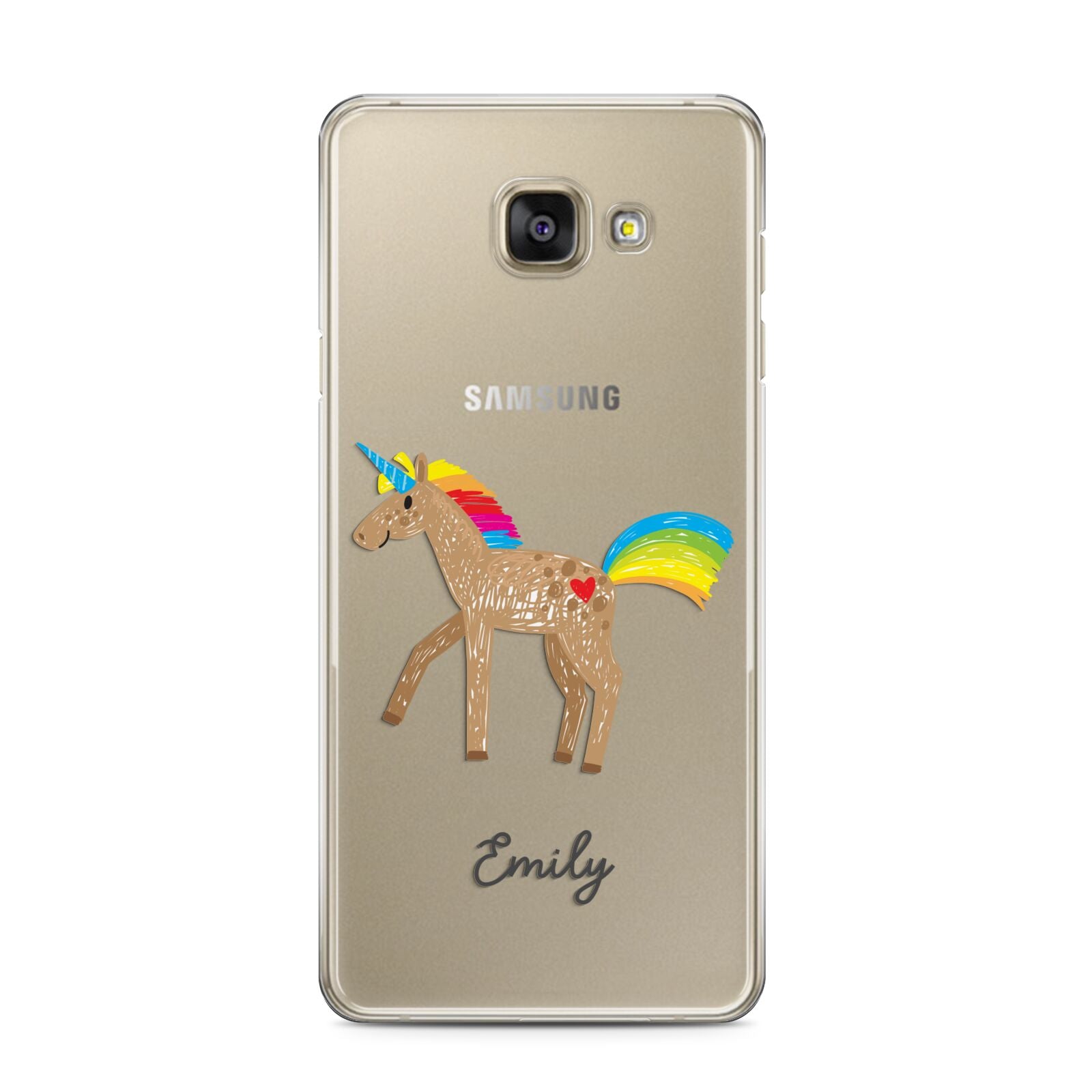 Personalised Unicorn with Name Samsung Galaxy A3 2016 Case on gold phone