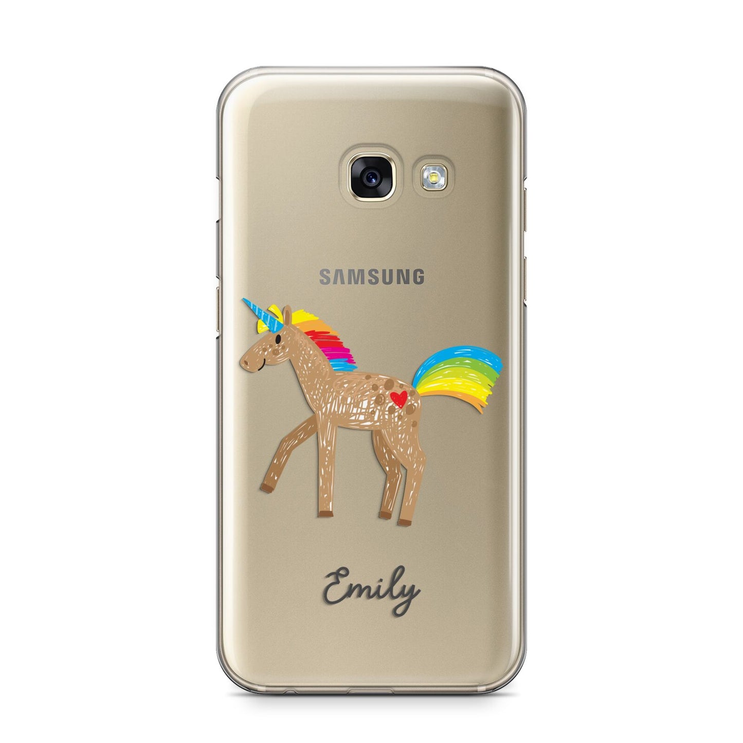 Personalised Unicorn with Name Samsung Galaxy A3 2017 Case on gold phone