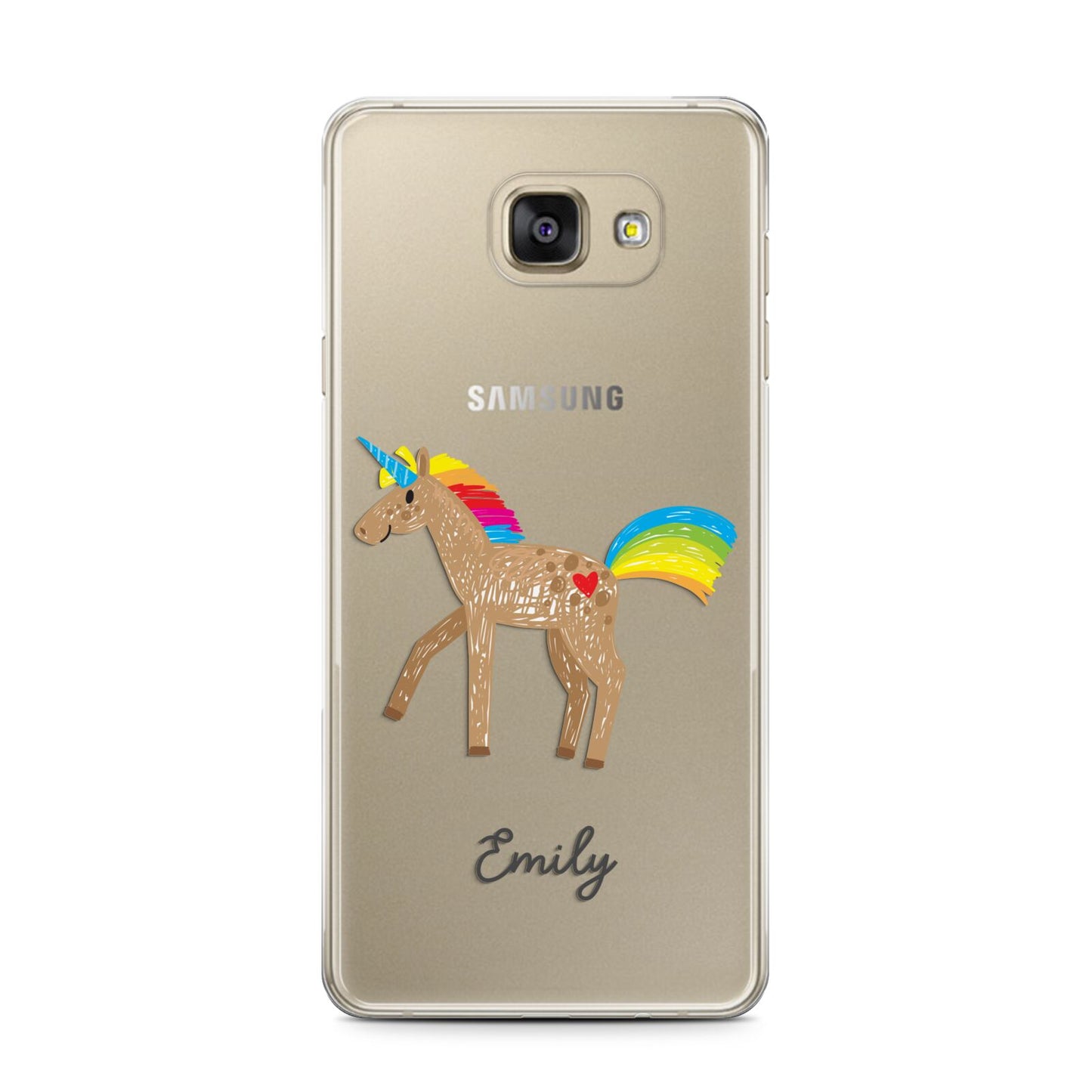 Personalised Unicorn with Name Samsung Galaxy A7 2016 Case on gold phone