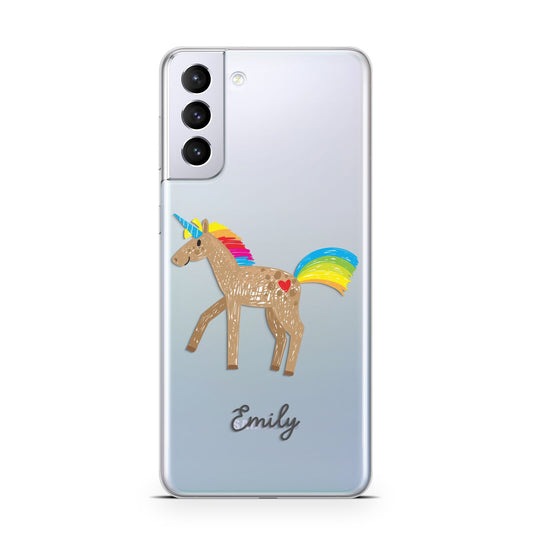 Personalised Unicorn with Name Samsung S21 Plus Phone Case