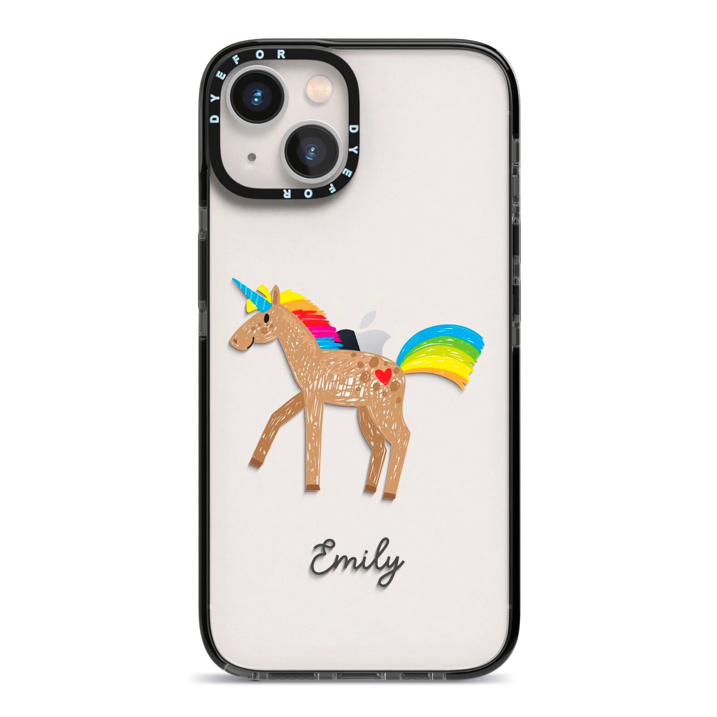 Personalised Unicorn with Name iPhone 13 Black Impact Case on Silver phone