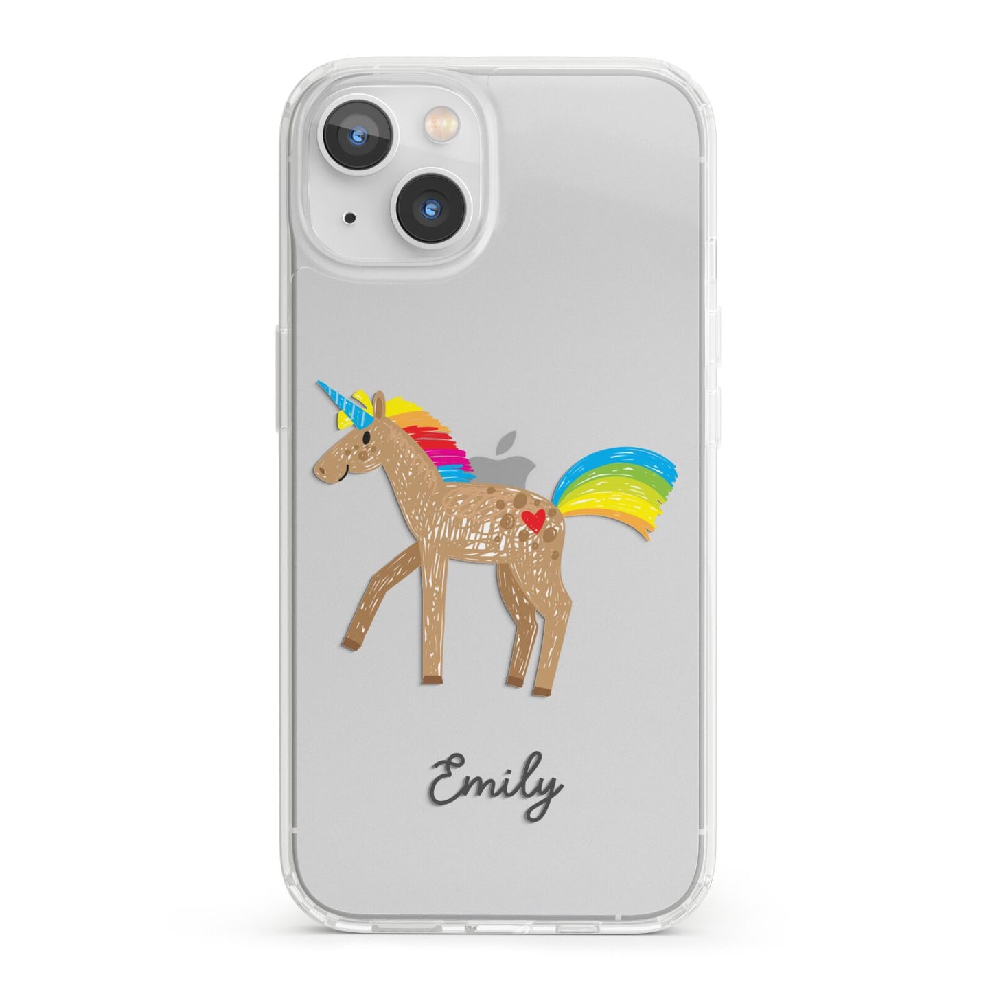 Personalised Unicorn with Name iPhone 13 Clear Bumper Case