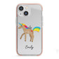 Personalised Unicorn with Name iPhone 13 Mini TPU Impact Case with Pink Edges