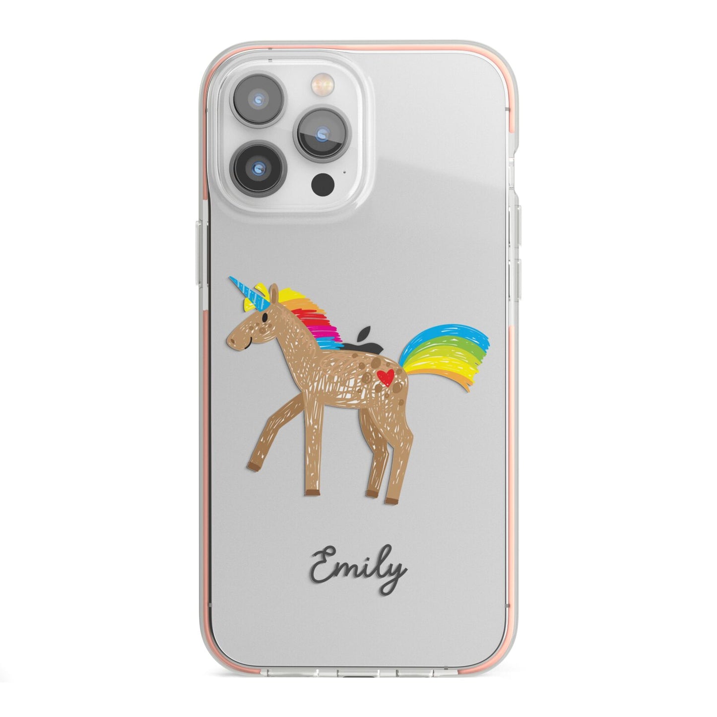 Personalised Unicorn with Name iPhone 13 Pro Max TPU Impact Case with Pink Edges