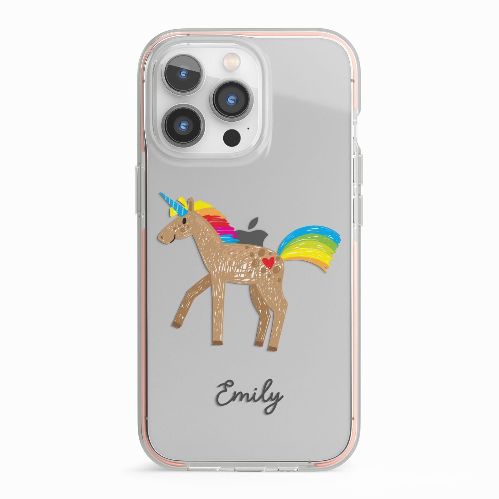 Personalised Unicorn with Name iPhone 13 Pro TPU Impact Case with Pink Edges
