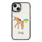 Personalised Unicorn with Name iPhone 14 Black Impact Case on Silver phone