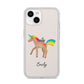 Personalised Unicorn with Name iPhone 14 Clear Tough Case Starlight