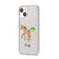 Personalised Unicorn with Name iPhone 14 Glitter Tough Case Starlight Angled Image
