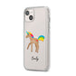 Personalised Unicorn with Name iPhone 14 Plus Clear Tough Case Starlight Angled Image