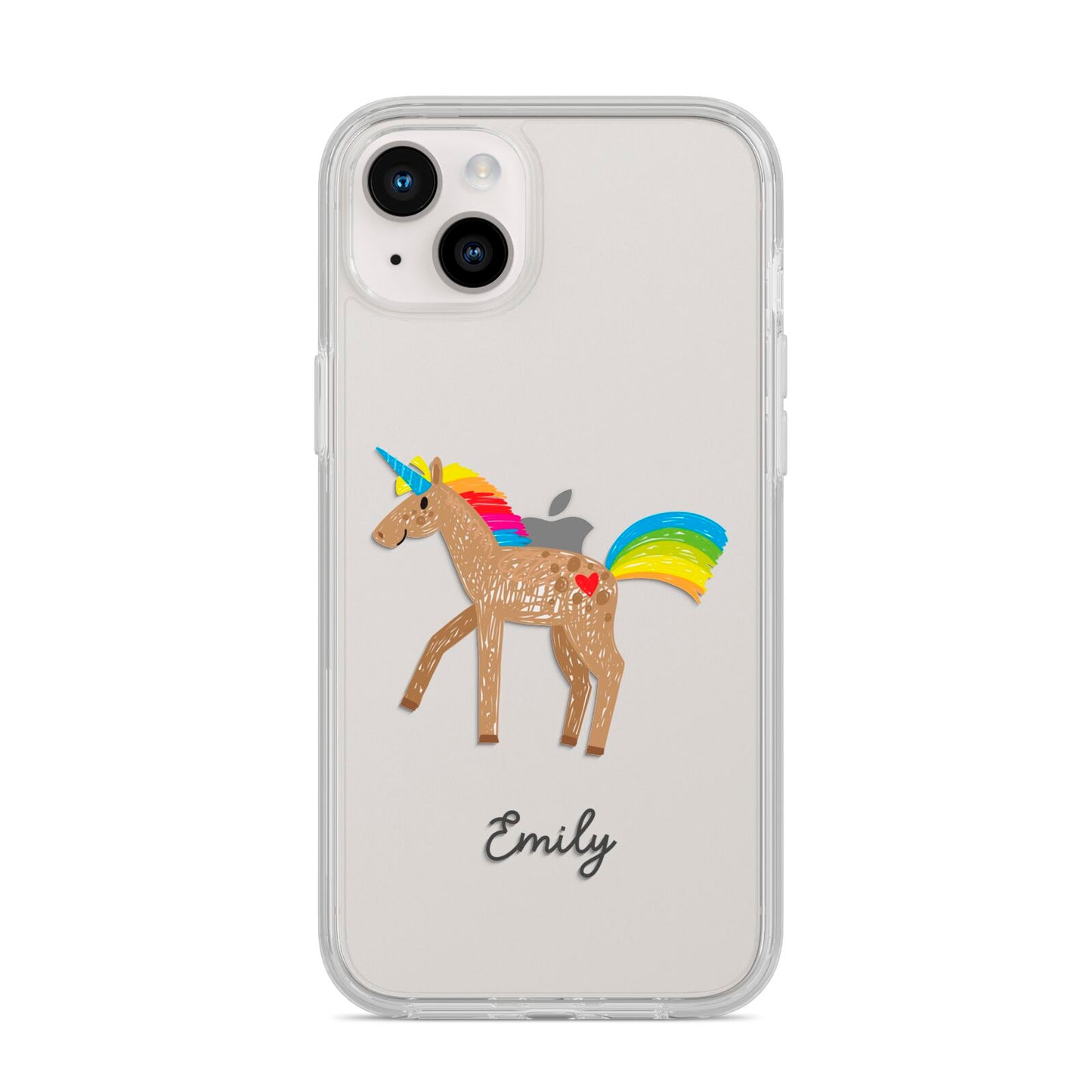 Personalised Unicorn with Name iPhone 14 Plus Clear Tough Case Starlight