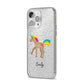 Personalised Unicorn with Name iPhone 14 Pro Max Glitter Tough Case Silver Angled Image