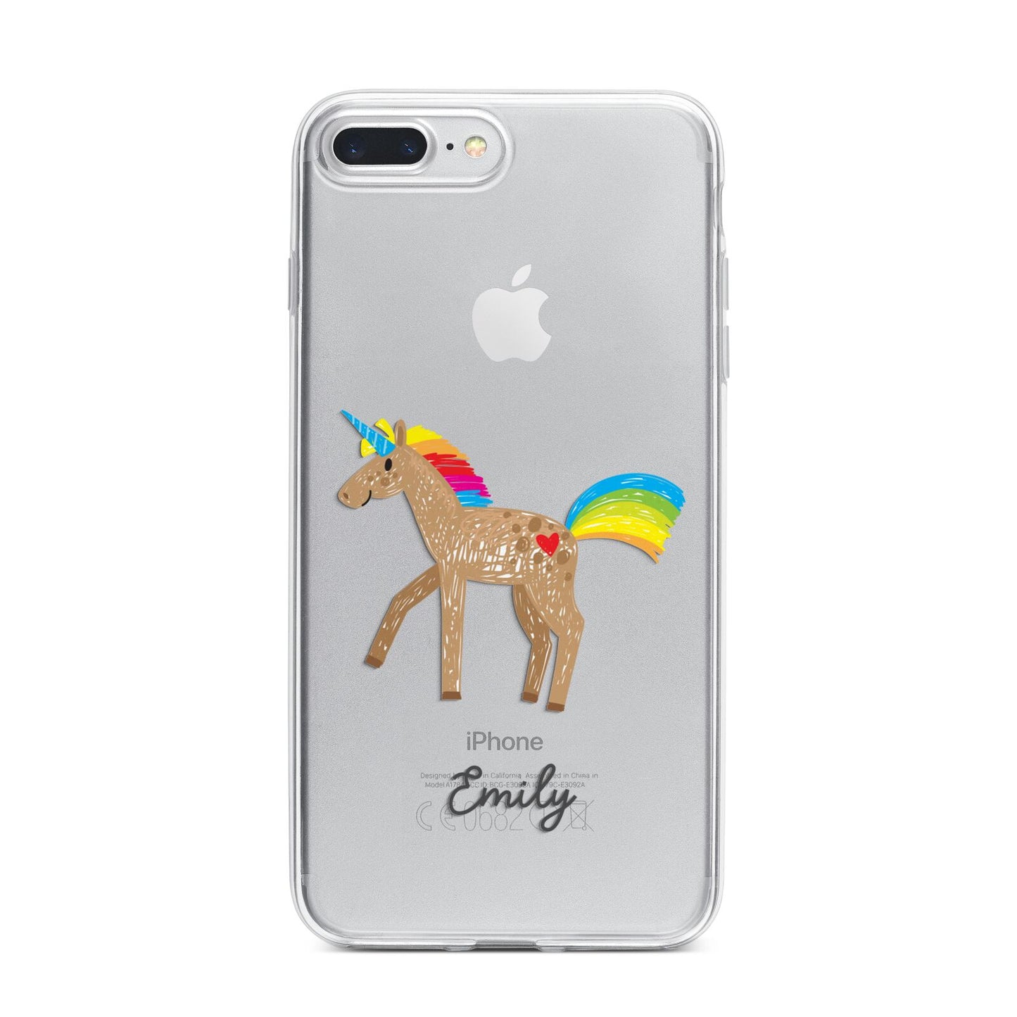 Personalised Unicorn with Name iPhone 7 Plus Bumper Case on Silver iPhone