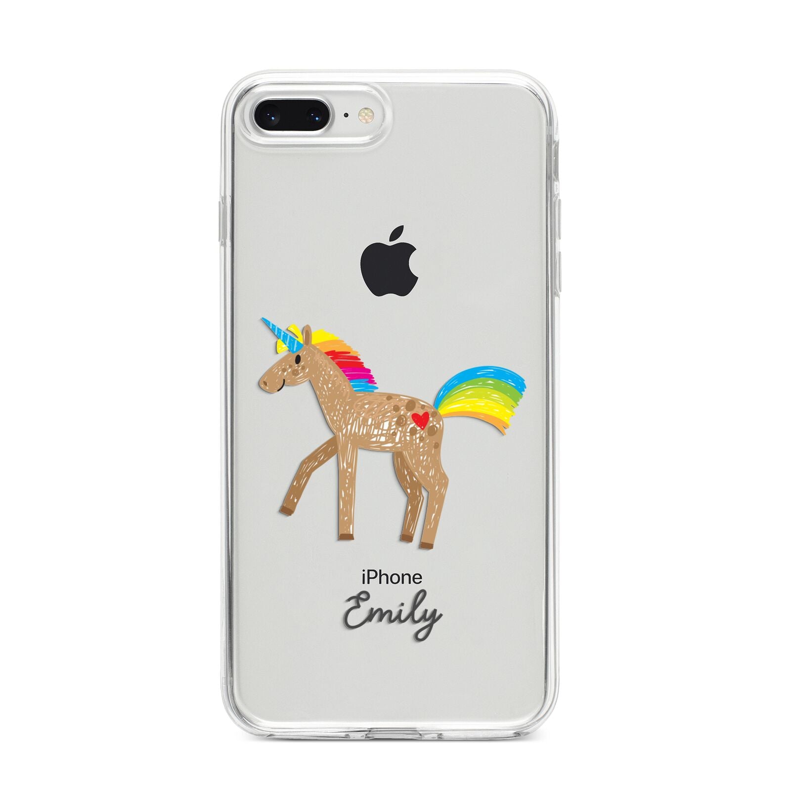 Personalised Unicorn with Name iPhone 8 Plus Bumper Case on Silver iPhone
