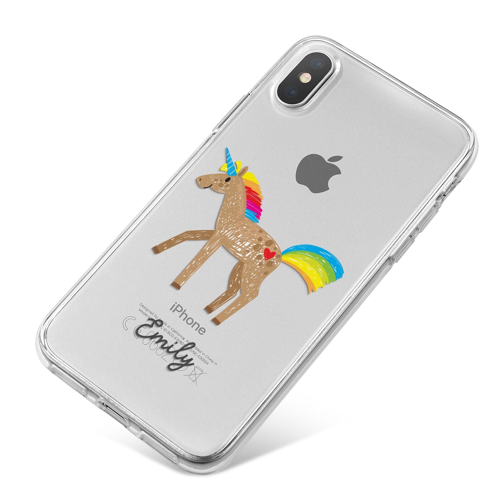 Personalised Unicorn with Name iPhone X Bumper Case on Silver iPhone