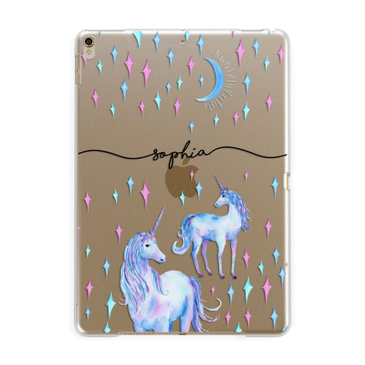 Personalised Unicorns Apple iPad Gold Case