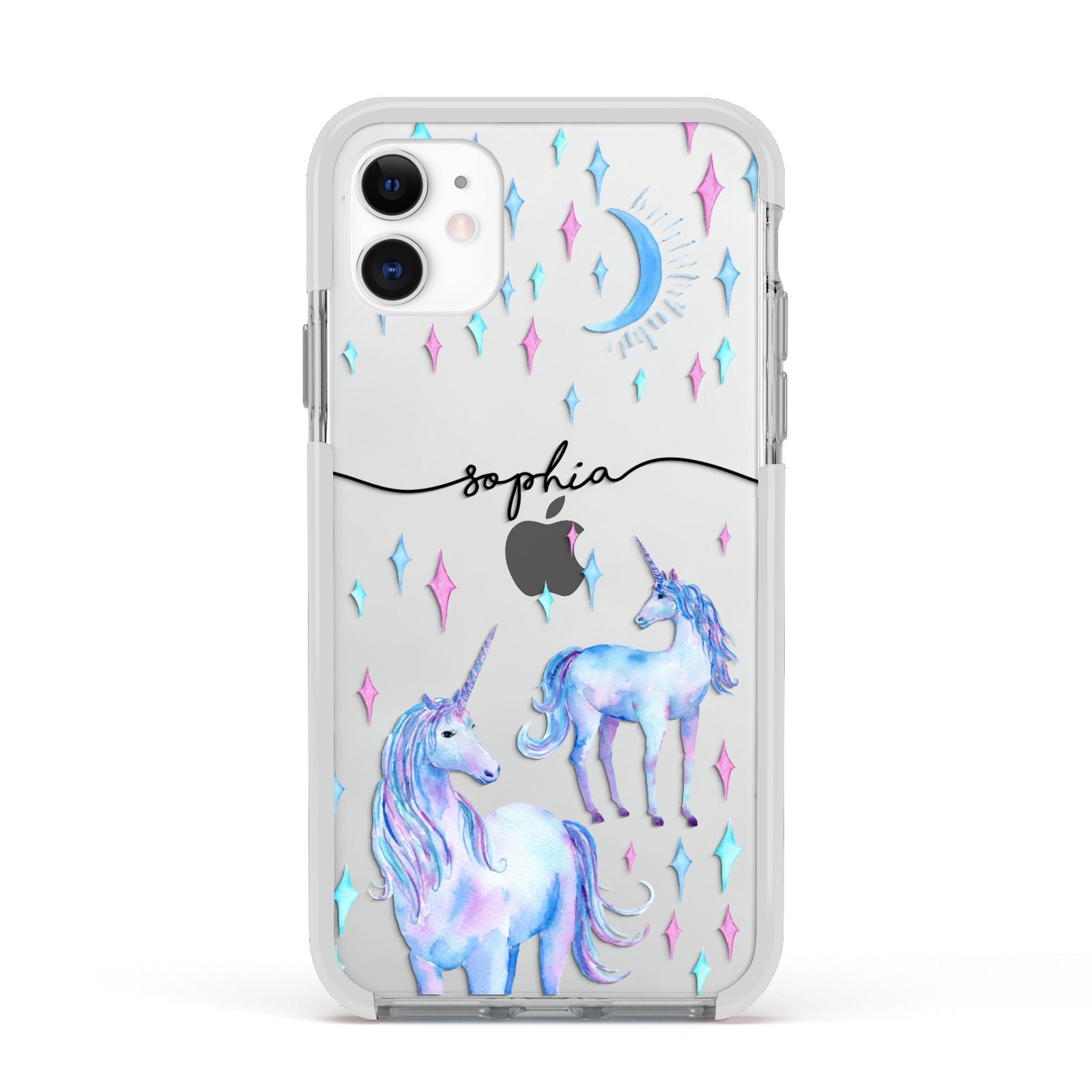 Personalised Unicorns Apple iPhone 11 in White with White Impact Case