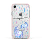 Personalised Unicorns Apple iPhone XR Impact Case Pink Edge on Silver Phone
