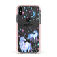 Personalised Unicorns Apple iPhone Xs Impact Case Pink Edge on Black Phone