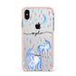 Personalised Unicorns Apple iPhone Xs Max Impact Case Pink Edge on Silver Phone