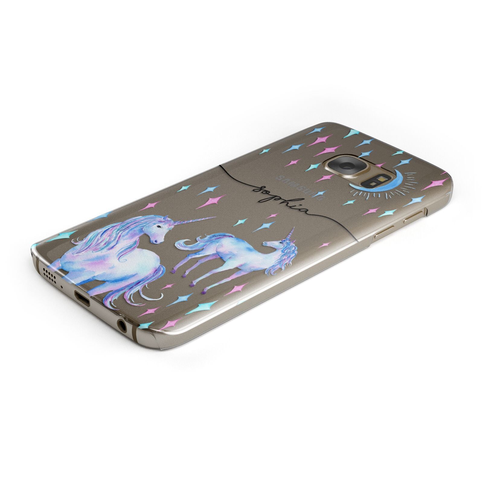Personalised Unicorns Protective Samsung Galaxy Case Angled Image