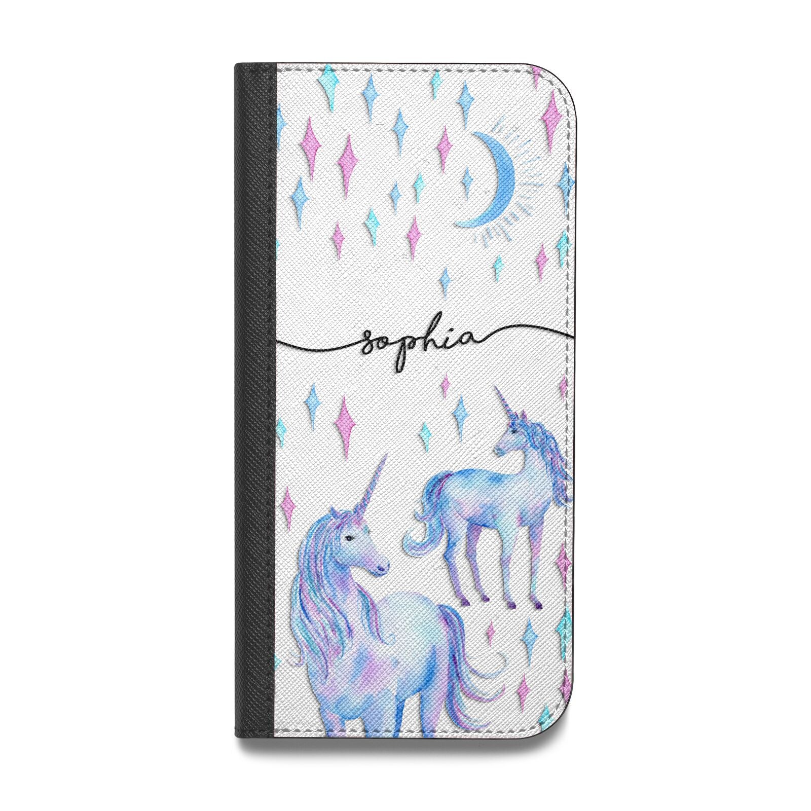 Personalised Unicorns Vegan Leather Flip Samsung Case