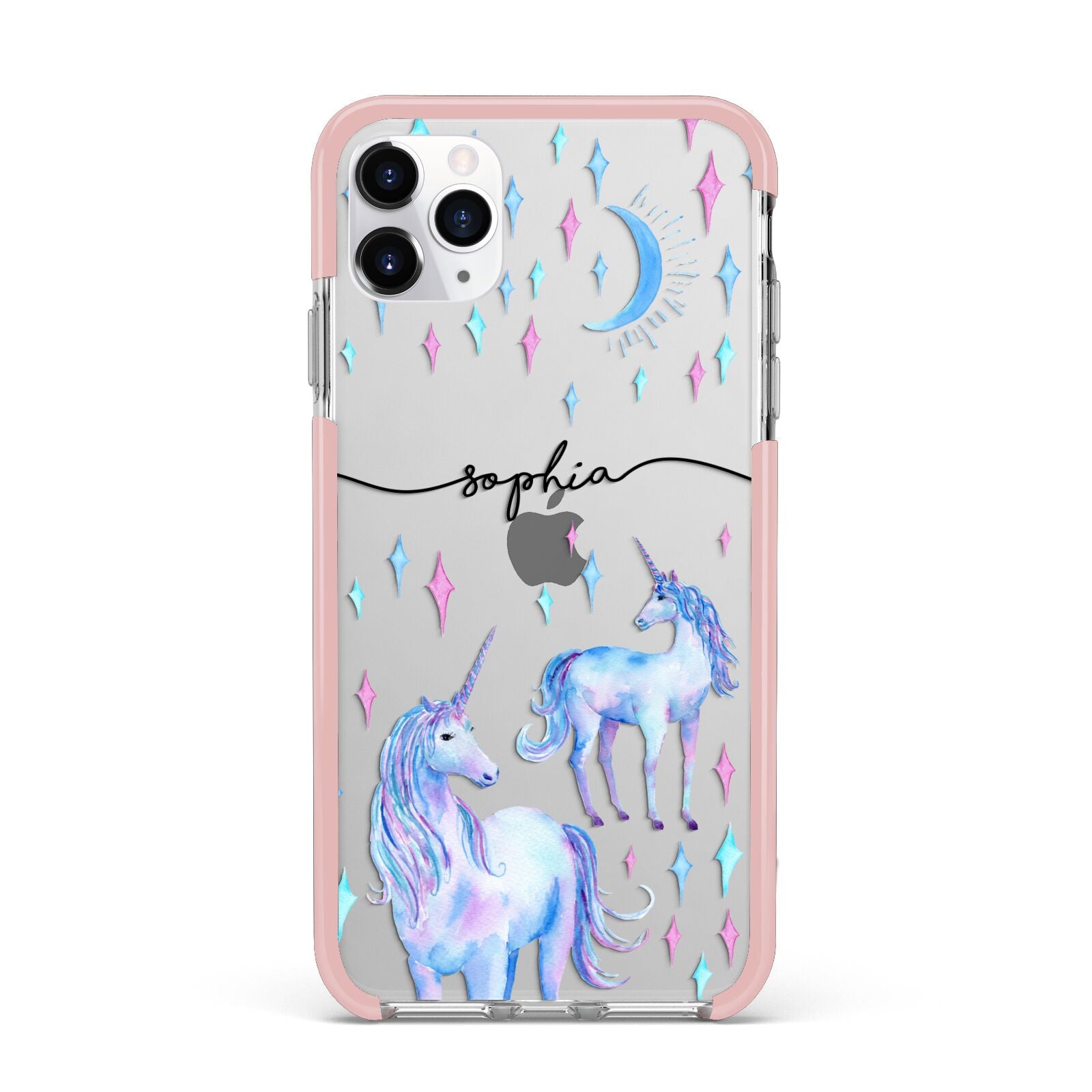 Personalised Unicorns iPhone 11 Pro Max Impact Pink Edge Case