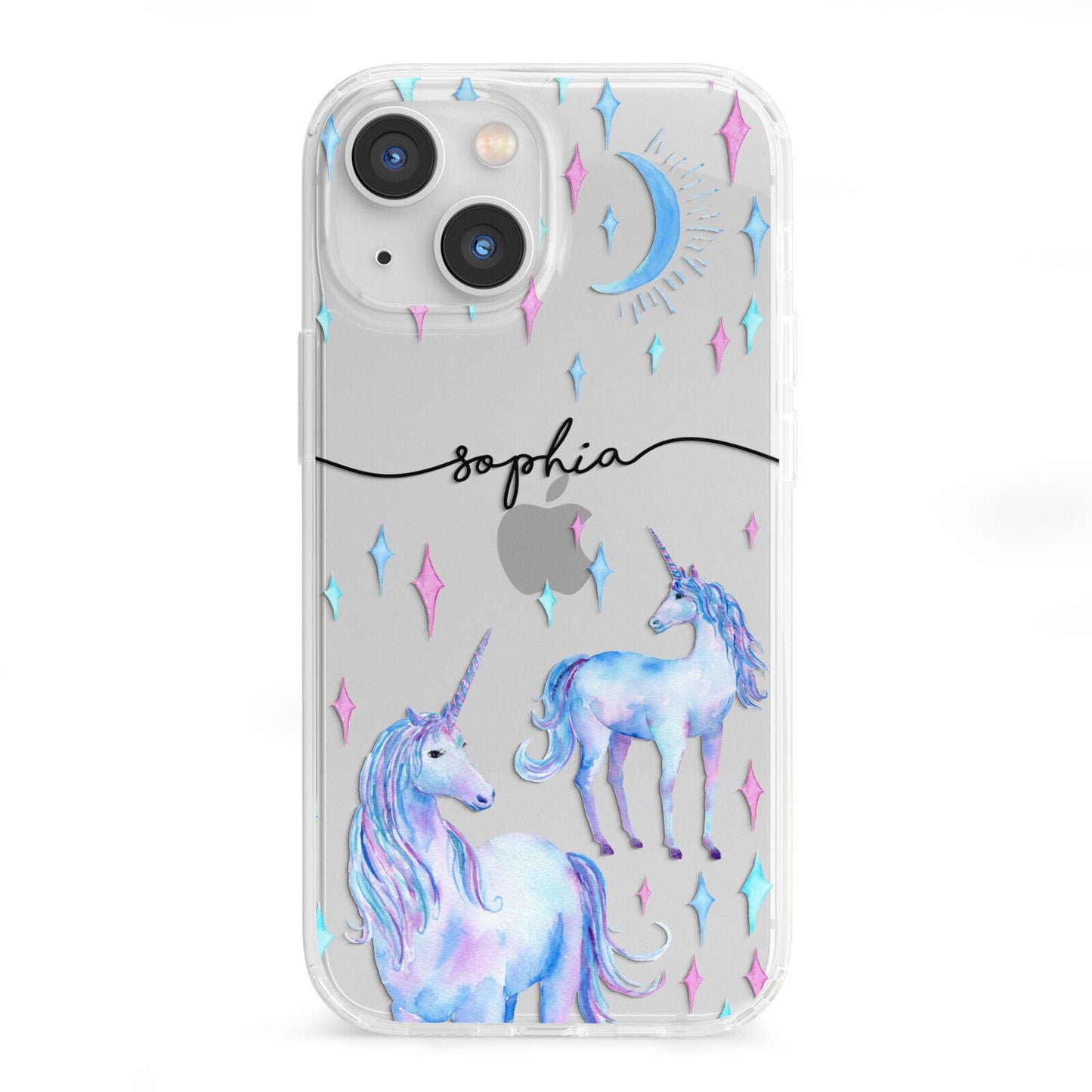 Personalised Unicorns iPhone 13 Mini Clear Bumper Case